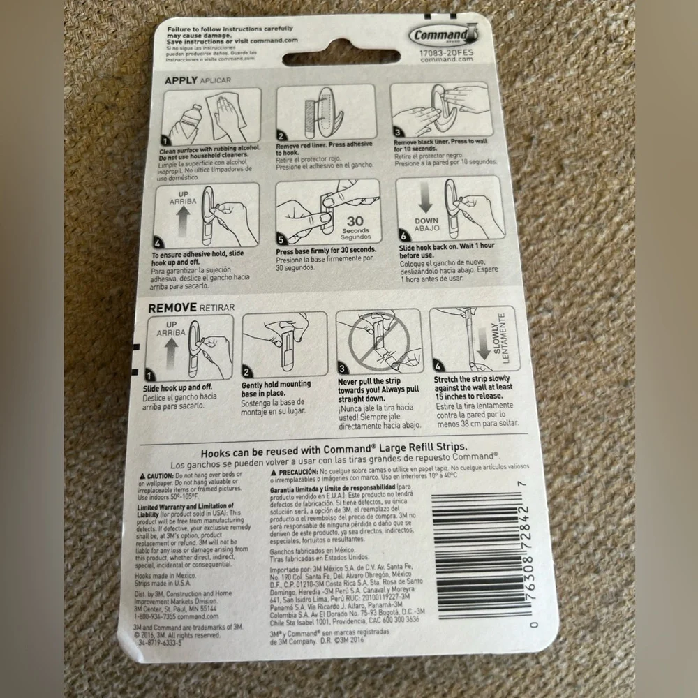 Command Designer Hooks, Large, White, 2 Hooks, 4 Strips/Pack 2packs